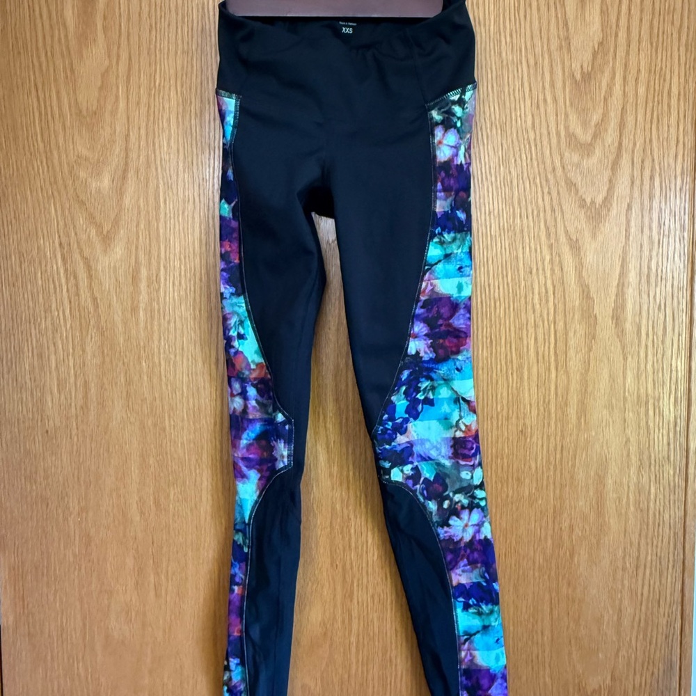 Athleta Black Leggings with Multicolor Panels